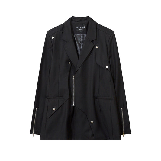 Stitching Zipper Casual Suit Men