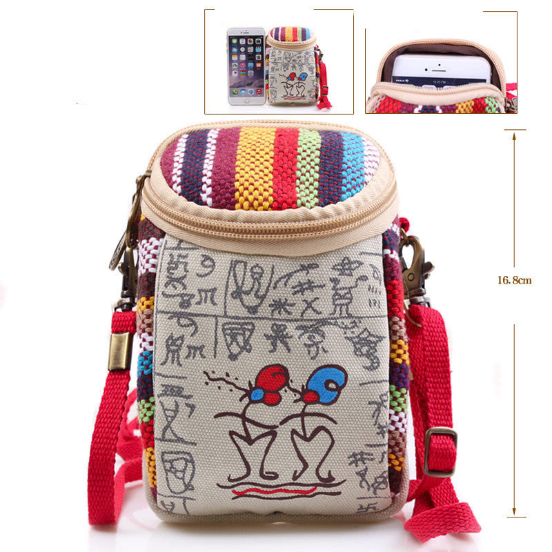 Canvas put mobile phone coin purse