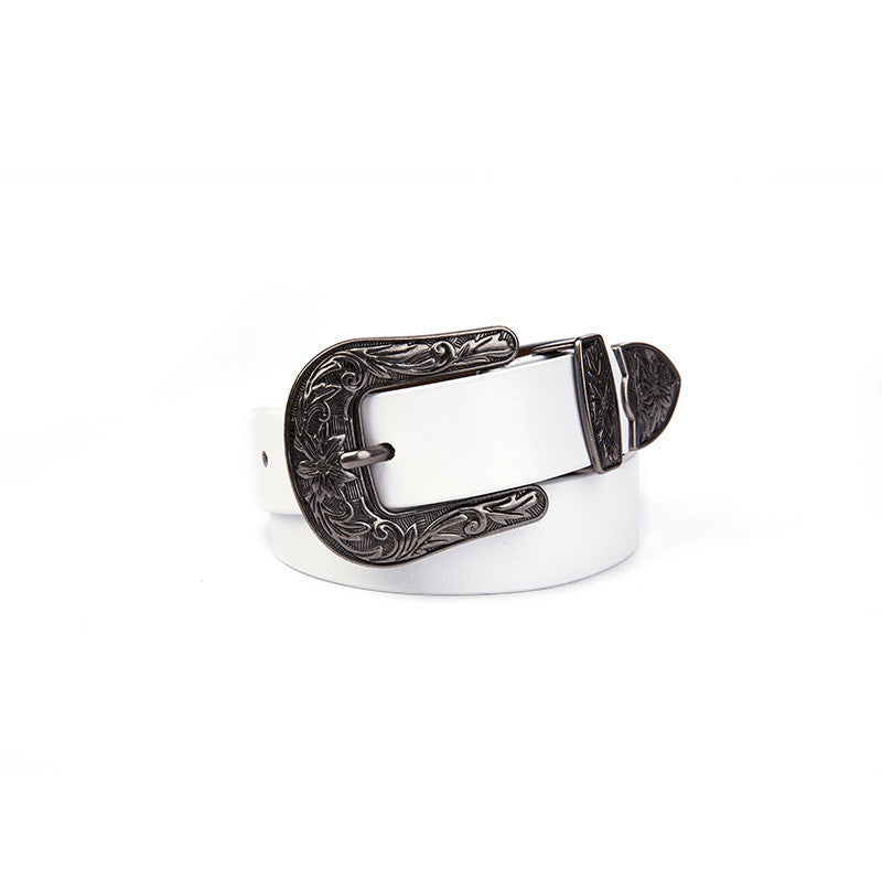 Fashion decorative carved leather belt