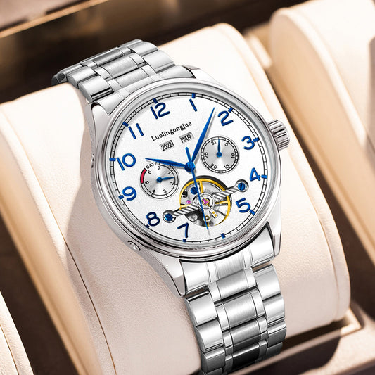 Business Hollow Men's Stainless Steel Mechanical Watch