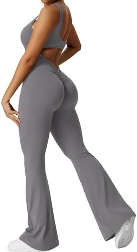 Kvinder Ærmeløs Flare Jumpsuit Fitness Yoga Lange Bukser