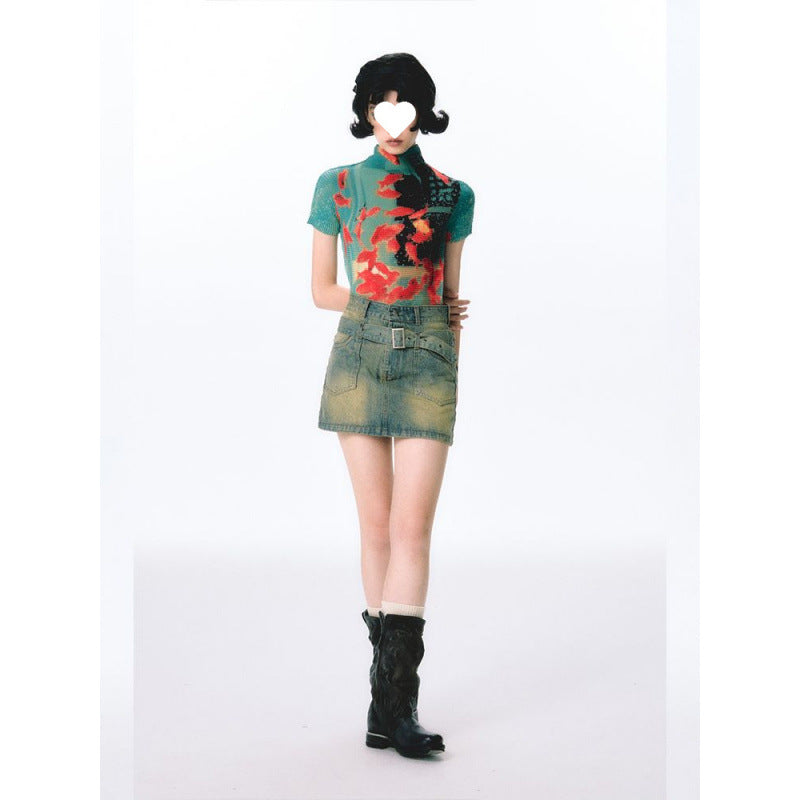 Pleated Goldfish Stretch Sweater Summer Dopamine New