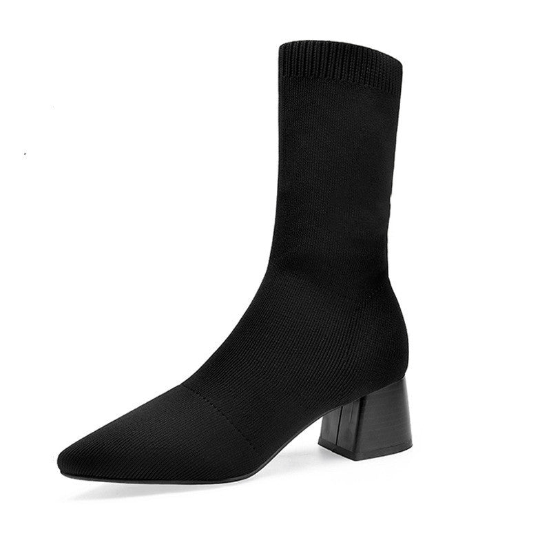 Winter Socks Boots High Heel Women's Shoes