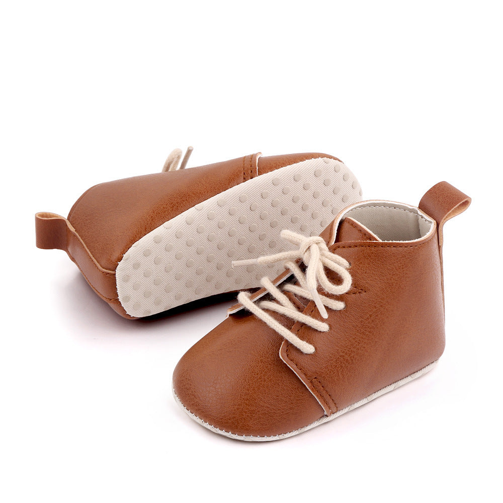 Girls' Fashion Simple PU Leather Lace Up Toddler Shoes