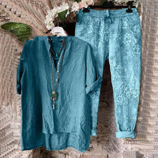Spring New Foreign Trade Women's Clothing Wholesale Printing Temperament Twinset Fashion Suit