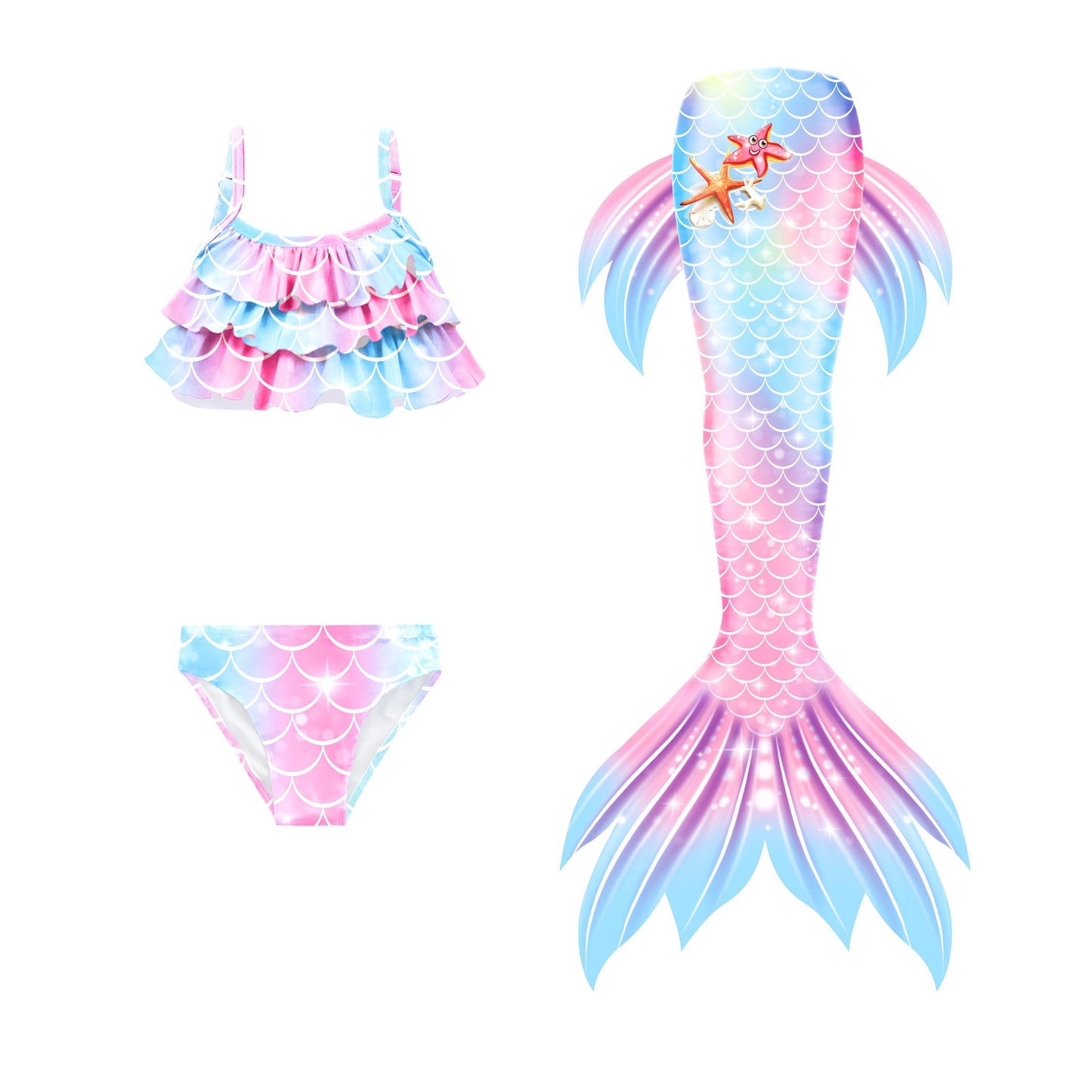 Mermaid Swimsuit Mermaid Tail Swimsuit Girls Swimwear Set Kids Onsen Swimsuit