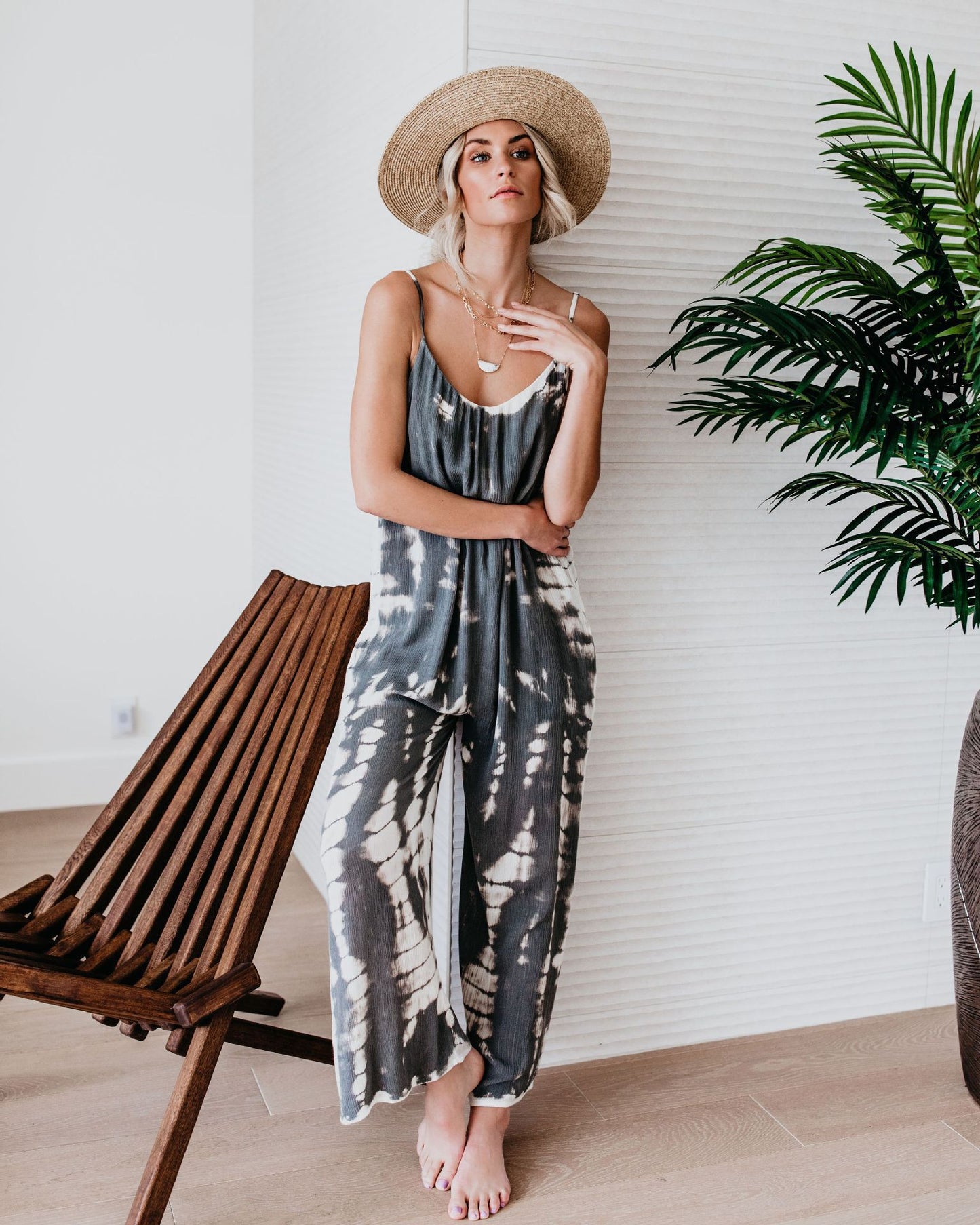 Women's Suspender One Piece Wide Leg Pants