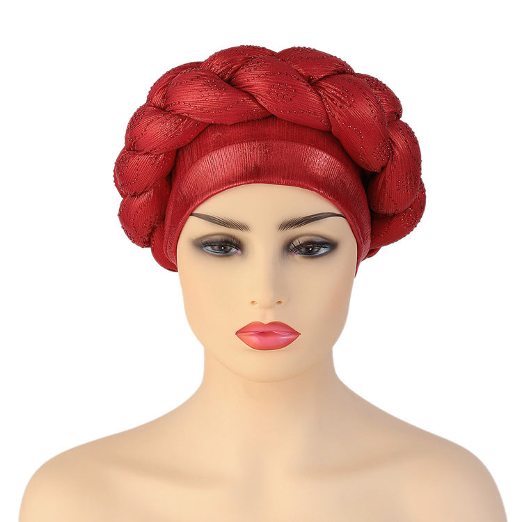 Beauty Strip Hot Drill Thick Braid Hat