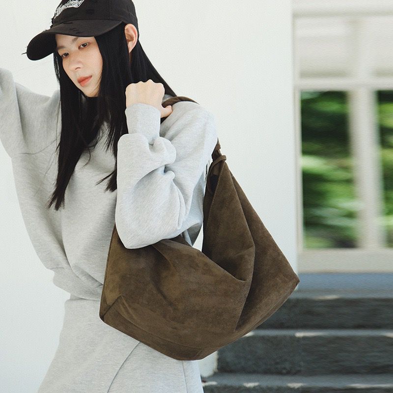 Large-Capacity Commuter Suede Solid-Color Casual Womens Bag