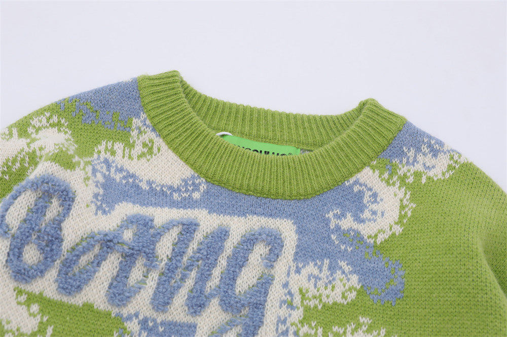Autumn And Winter Camouflage Jacquard Round Neck Sweater Men