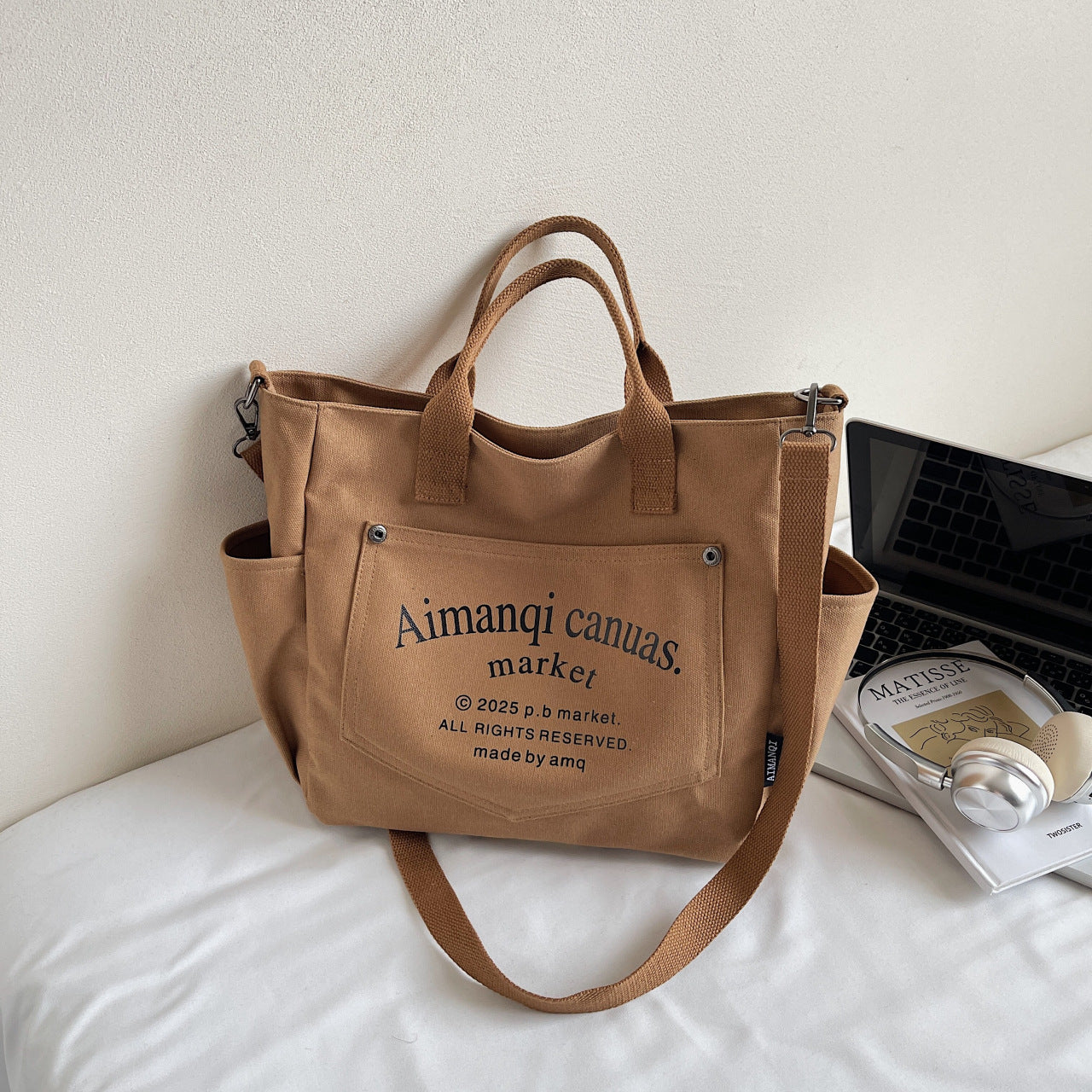 Canvas Commuter Shoulder Tote Crossbody Bag