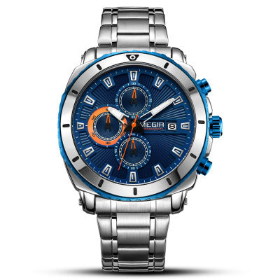 Multi-function Leather Strap Three-hand Sports Quartz Watch