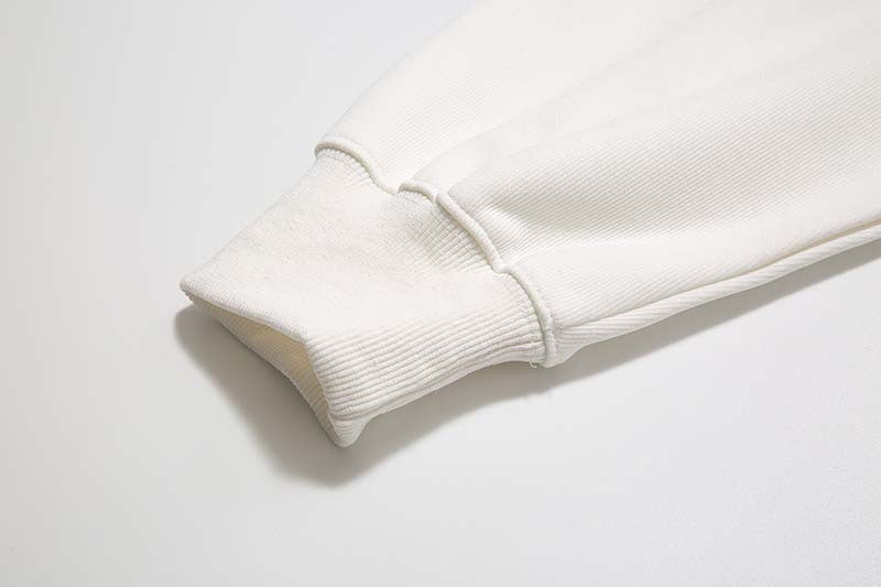 Handprinted White Ink Direct Spray Printed Men's Hooded Sweater