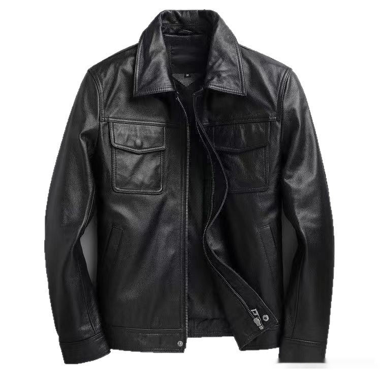 Men's Leather Coat Retro Short Slim Jacket