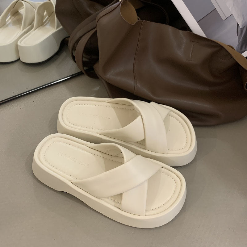 Muffin Platform Slippers til kvinder til udendørs brug
