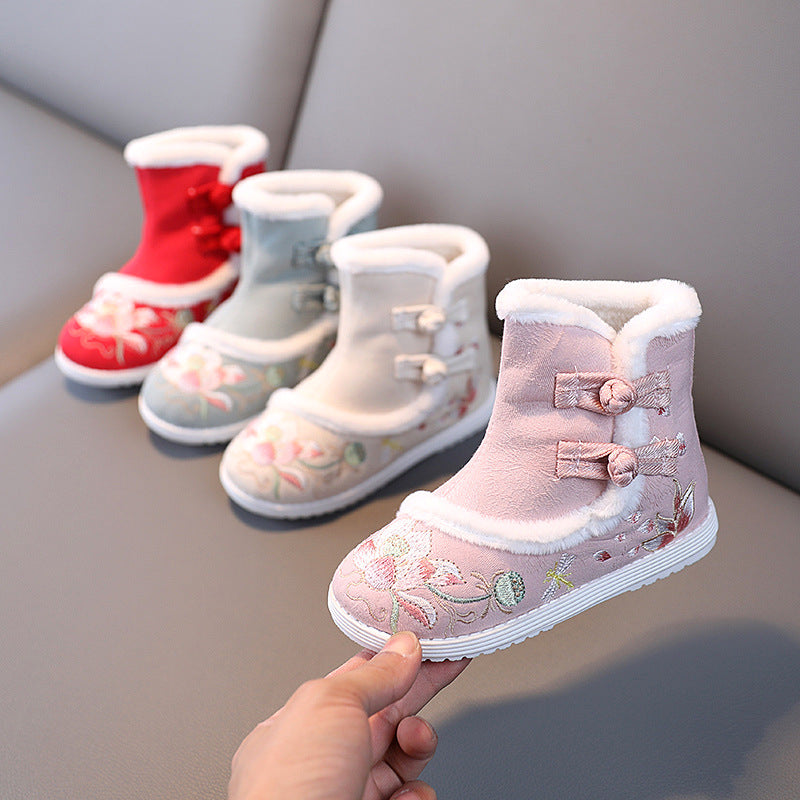 Hanfu Girls Embroidered Old Beijing Snow Boots
