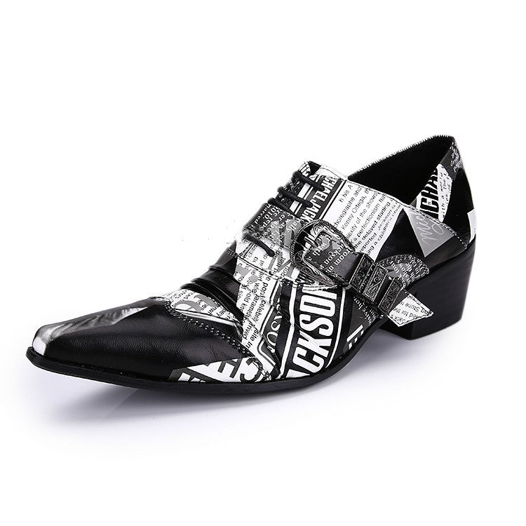 Cowhide Buckle Breathable Lace-up Men's Shoes