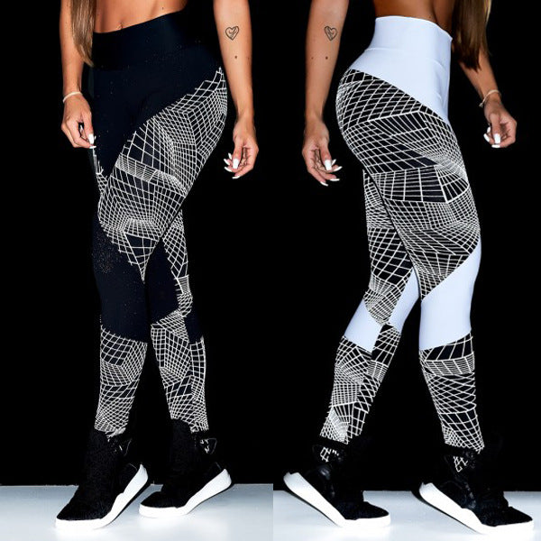 Geometric Lines Sexy Yoga Sweatpants Hip High Waist Leggings