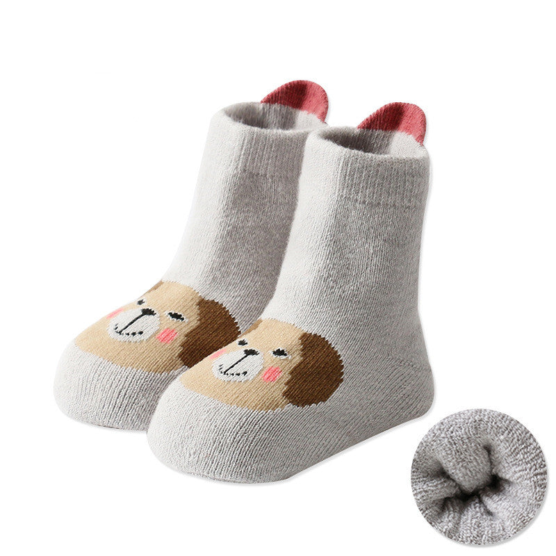 Children's Cartoon Dispensing Warm Terry Socks With Large Heel