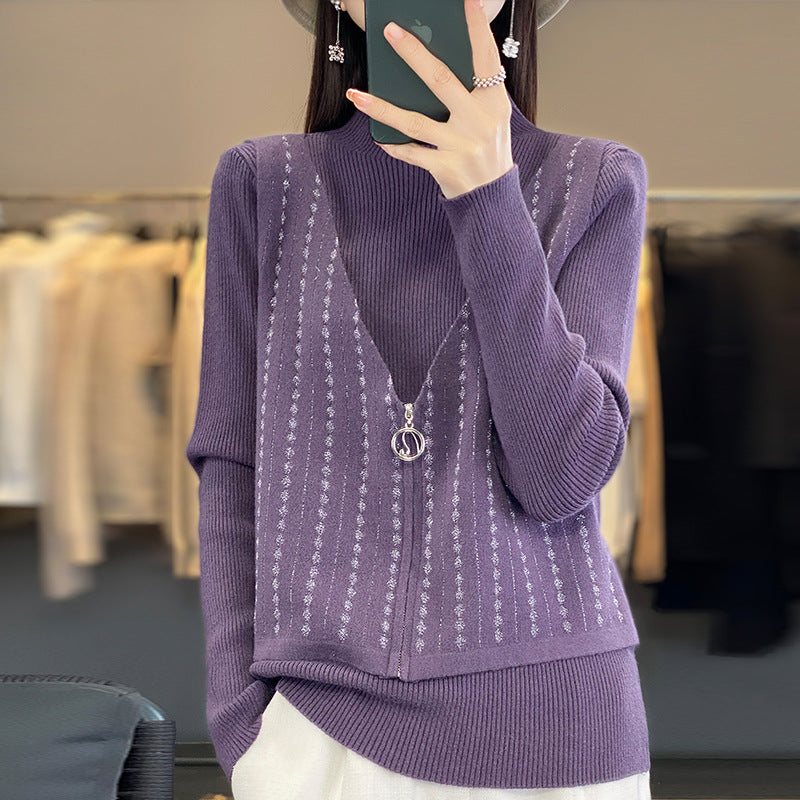 Women's Sweater Fake Two Pieces