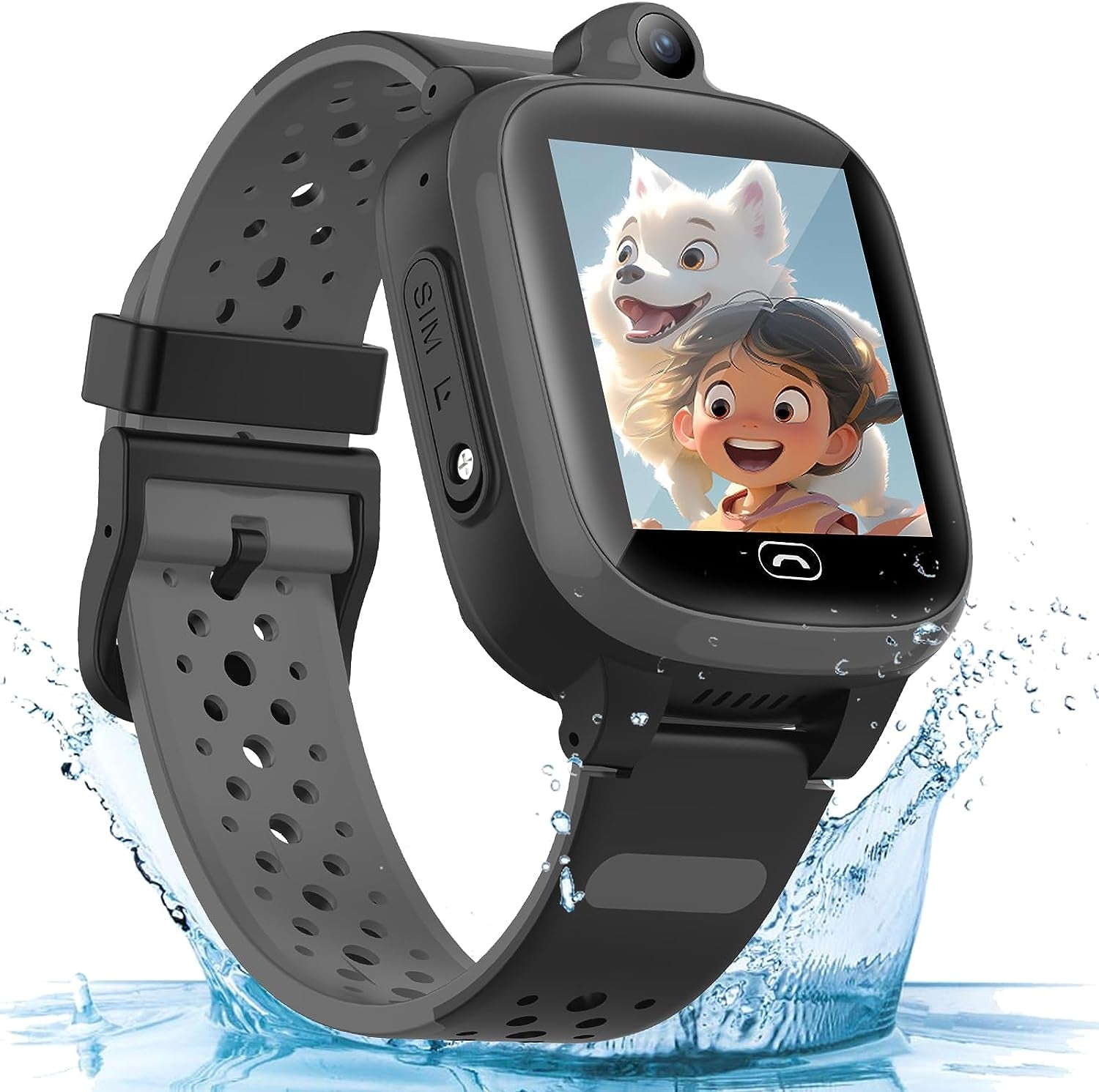 4G GPS Smart Watch Elderly Kid 3-15 Years Old Kids Global Real-Time Tracking Watches Waterproof Cell Phone Watch Child Video Chat Device SOS Alarm Camera Geo-Fence Pedometer Anti-Lost Tracker Locator