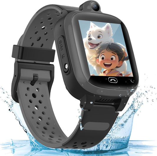 4G GPS Smart Watch Elderly Kid 3-15 Years Old Kids Global Real-Time Tracking Watches Waterproof Cell Phone Watch Child Video Chat Device SOS Alarm Camera Geo-Fence Pedometer Anti-Lost Tracker Locator