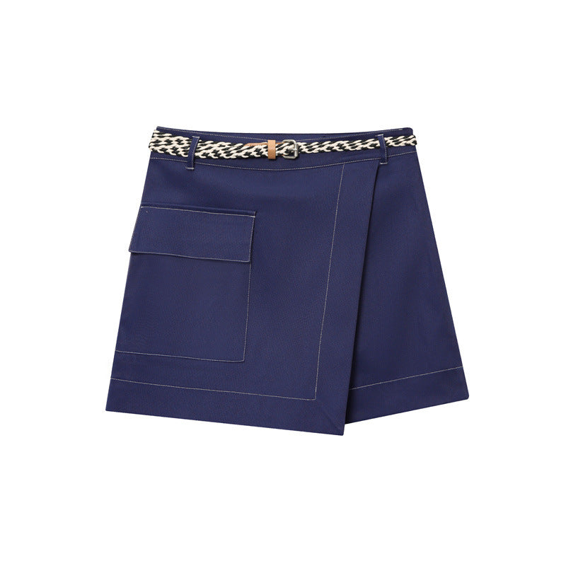 Women's Belt Double Breasted Culottes Short