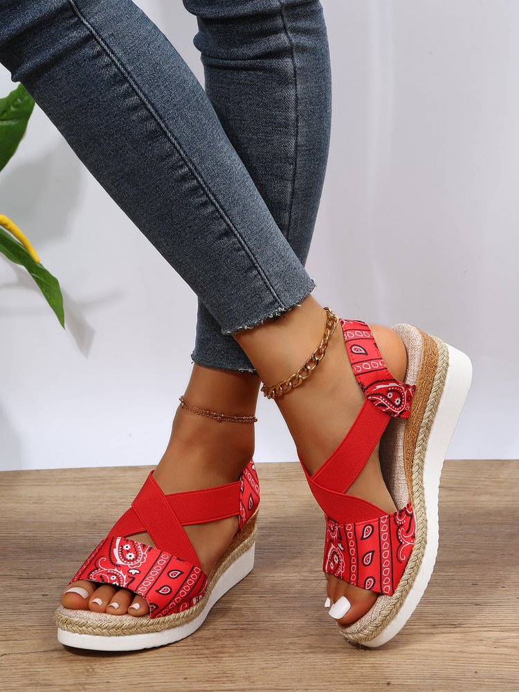 New Large Size Wedge Sandals Women's Fashion Snake Pattern