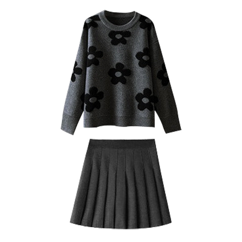 Idle Style Soft Glutinous Suit Flower Long Sleeve Sweater