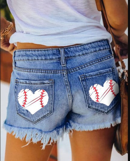Fringed Denim Shorts Straight Breasted Women's Hot Pants