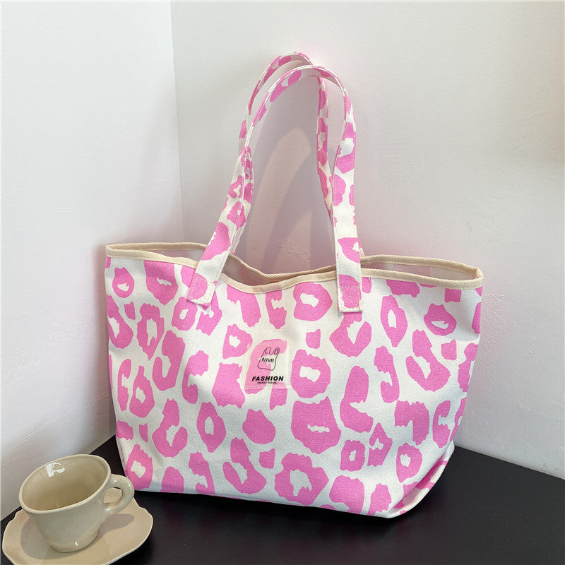 Koreansk version af Leopard Print Taske med Stor Kapacitet