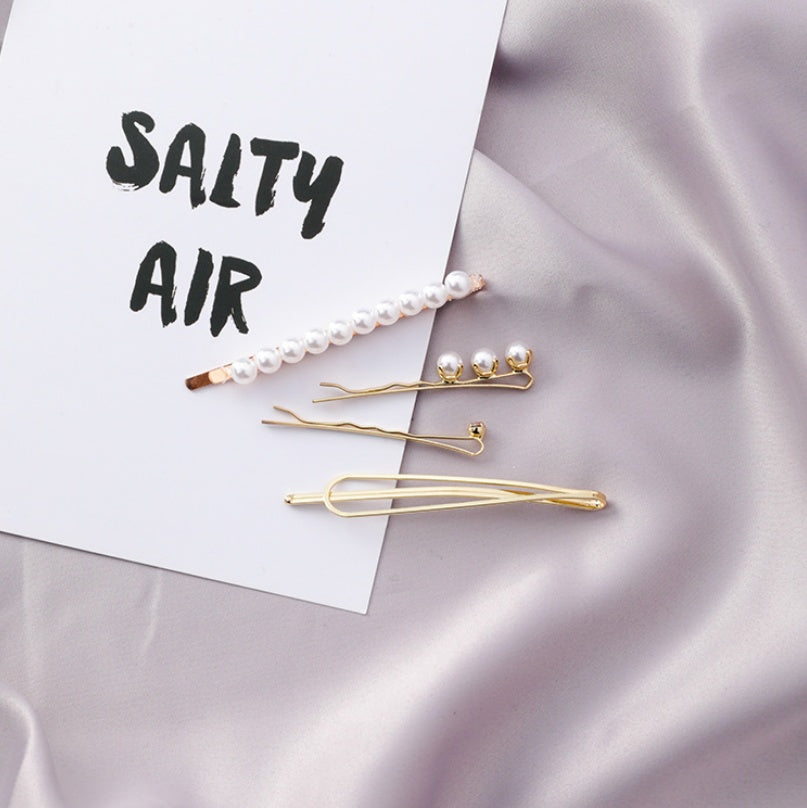 Retro pearl hairpin hairpin card clip girl bangs clip