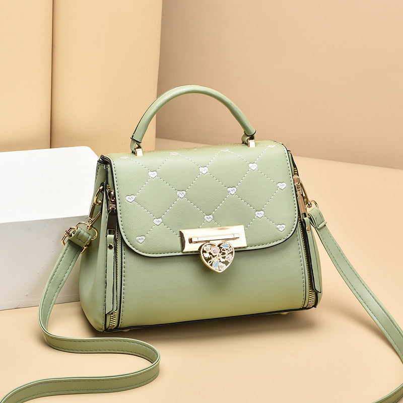 New Middle-aged PU Female Solid Color Small Square Metal Bag