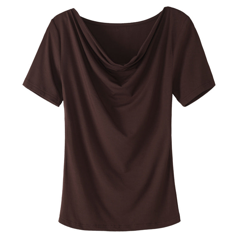 Women's Short-sleeved T-shirt With Pile Collar