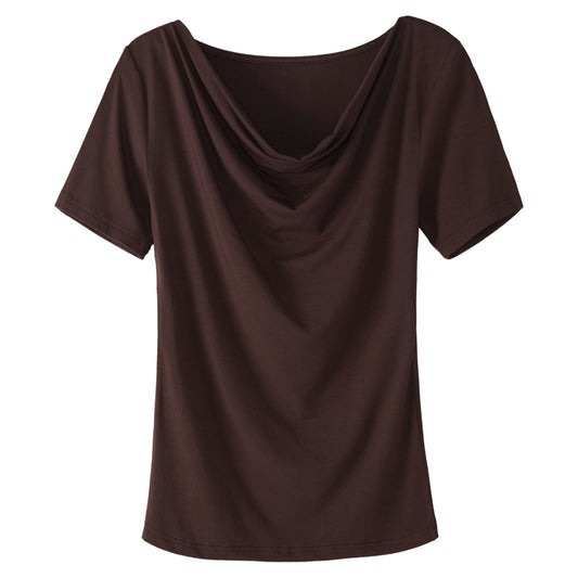Women's Short-sleeved T-shirt With Pile Collar