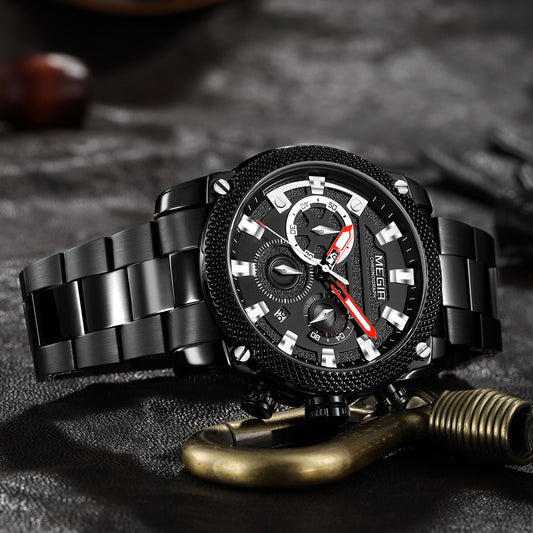 Meijier Watch Men's Fashion Large Dial Business Chronograph Quartz Men's Watch