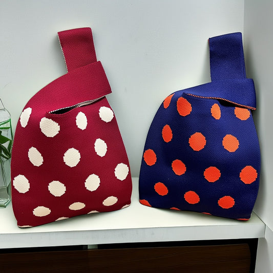 Women's Contrast Color Polka Dot Handbag