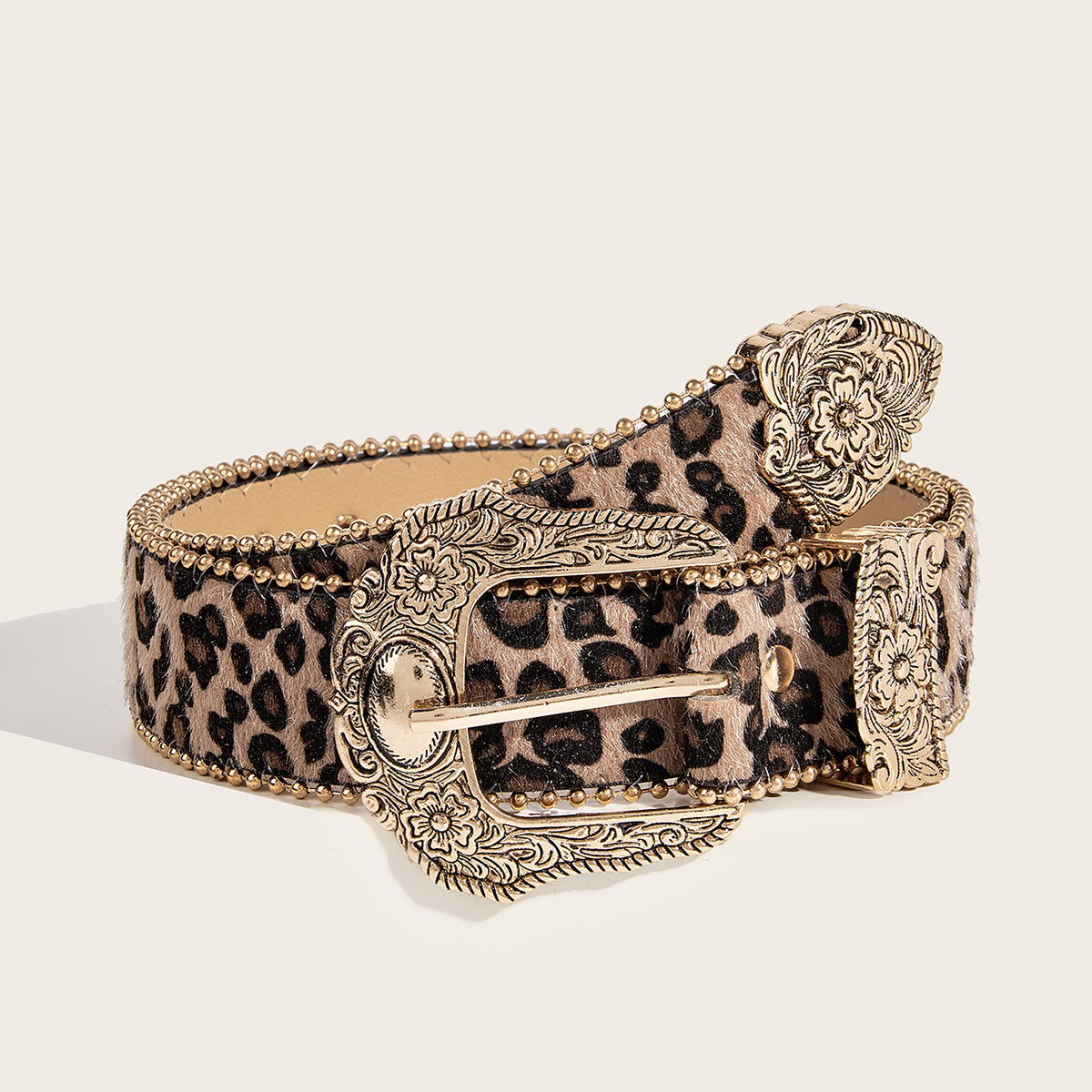 Vintage Damebælte med Leopardprint i Amerikansk Stil
