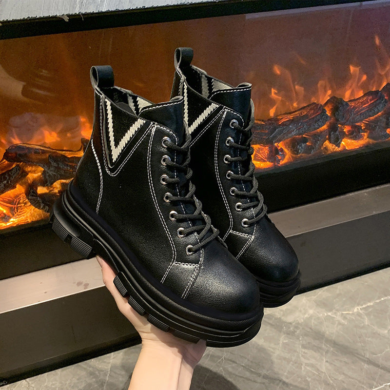 Fashion Single Boots Color Matching Autumn And Winter