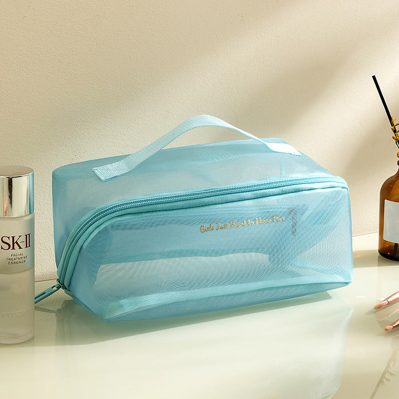 Travel Transparent Portable Large Capacity Mesh Cosmetic Bag