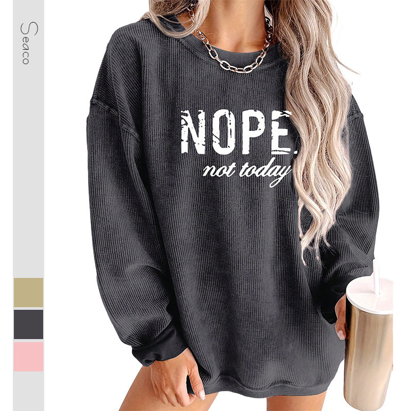 European American Fashion Floral Print Loose Version Long Sleeve T-shirt