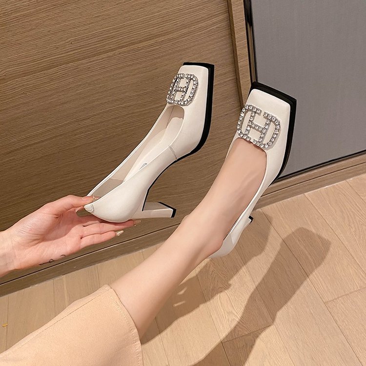 Fashion Versatile Shallow Square Head High Heels