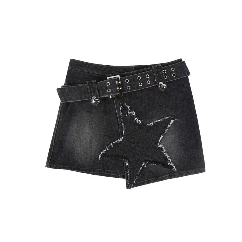 Hot Girl Retro Denim Skirt High Waist Slimming
