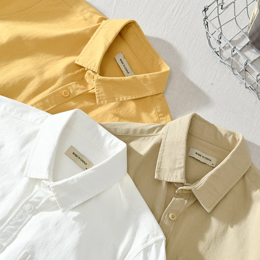 Spring And Summer New Single Pocket Long Sleeve Casual Shirt