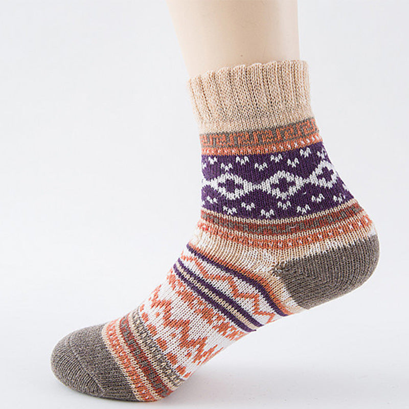 Women's Cross Ethnic Rabbit Wool Socks