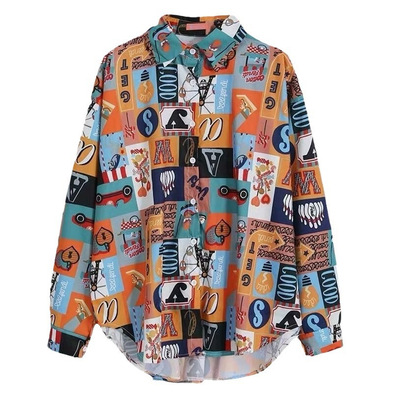 Sun-protective Vintage Floral Shirt Couples Outerwear Versatile Hong Kongstyle Shirt