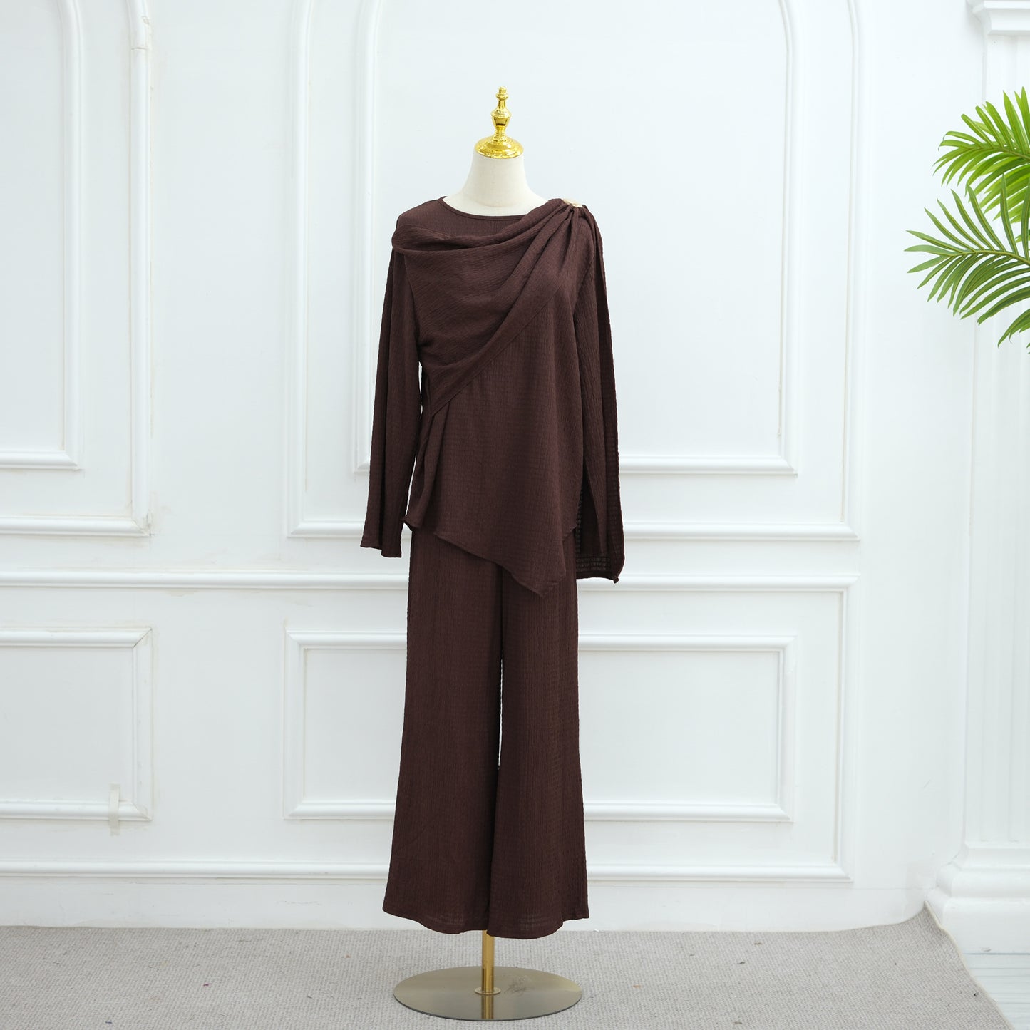 Solid-color Top And Pants Two-piece Set For Women