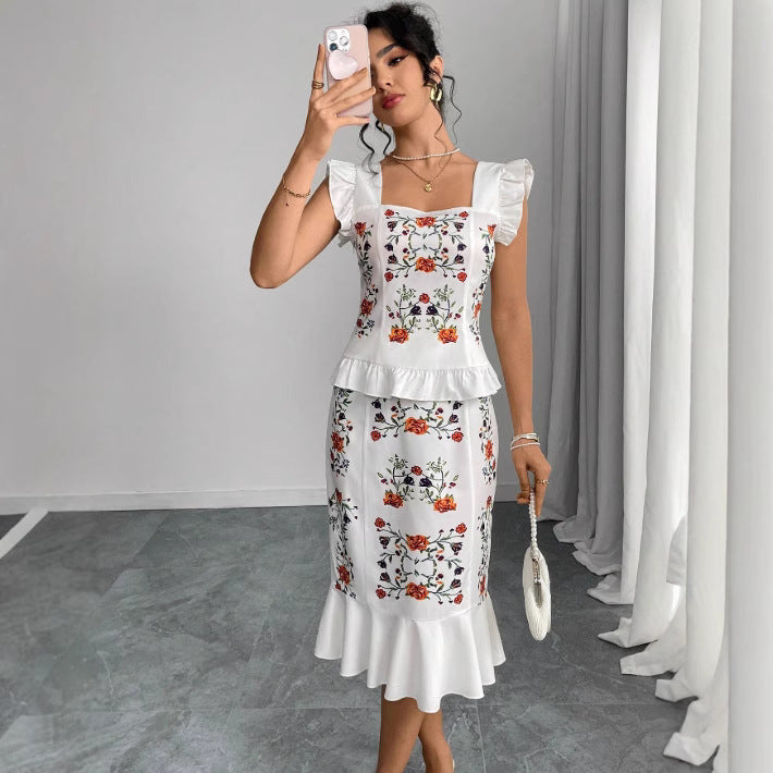 Women's Printed Top And Skirt