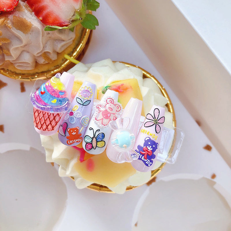 Simple And Cute 5D Adhesive Embossed Nail Stickers