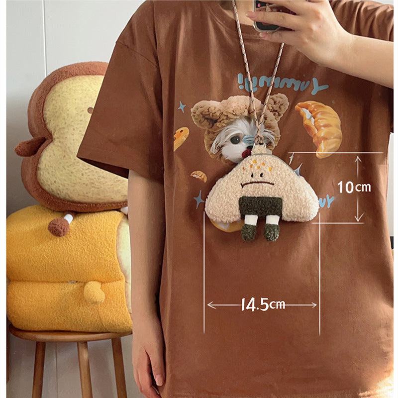 Cartoon Cute Expression Rice Ball Messenger Bag Halter